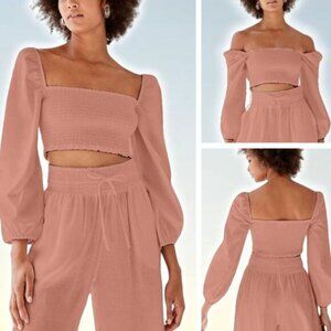 WILFRED Aritzia Inaya Smocked Off The Shoulder Blouse Sz XXS